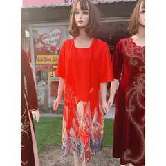 Đầm suông lụa latin màu đỏ màu của may mắn Giá 299k Hàng có sẵn giao ngay Chất liệu lụa latin mịn đẹp, siêu sang