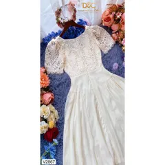 VÁY BE KEM REN PHỐI TƠ CỔ V V2867-DOLCE VIVA COLLECTION Giá 370k Hàng có sẵn giao ngay Size Dưới 65kg