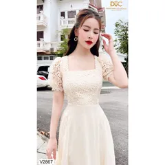 VÁY BE KEM REN PHỐI TƠ CỔ V V2867-DOLCE VIVA COLLECTION Giá 370k Hàng có sẵn giao ngay Size Dưới 65kg