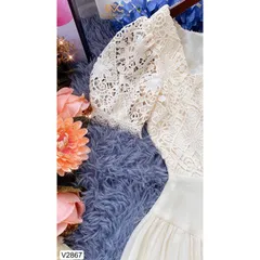 VÁY BE KEM REN PHỐI TƠ CỔ V V2867-DOLCE VIVA COLLECTION Giá 370k Hàng có sẵn giao ngay Size Dưới 65kg
