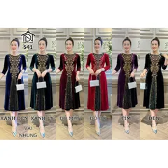 Đầm  nhung đính đá DMC nhé khách Dáng váy: MIDI qua gối  Đủ màu khách chọn ạ Giá 380k Hàng có sẵn giao ngay