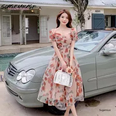Đầm Công Chúa Dáng Dài Ôm Eo In Họa Tiết Hoa Hồng Kiểu Pháp Cổ Điển Thanh Lịch Giá 340k Hàng có sẵn giao ngay