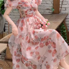 Đầm Công Chúa Dáng Dài Ôm Eo In Họa Tiết Hoa Hồng Kiểu Pháp Cổ Điển Thanh Lịch Giá 340k Hàng có sẵn giao ngay