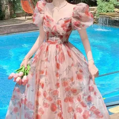 Đầm Công Chúa Dáng Dài Ôm Eo In Họa Tiết Hoa Hồng Kiểu Pháp Cổ Điển Thanh Lịch Giá 340k Hàng có sẵn giao ngay