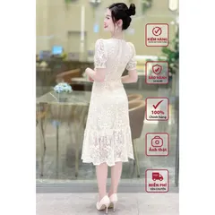 Đầm  ren hàng thiết kế dáng dài tiểu thư, đầm nữ dự tiệc đám cưới cao cấp Giá 350k Hàng có sẵn giao ngay M