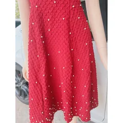 ĐẦM đỏ đô đính ngọc như mưa, CHẤT VẢI XỐP GẤM CAO CẤP  Vừa dây kéo vừa Bo chun phía sau lưng thoải mái dễ chịu Giá 290k