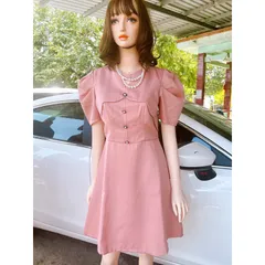 Đầm  Taffeta Màu hồng  Tay Bồng - Đầm Thiết Kế Dự Tiệc Sang Chảnh, Thanh Lịch Giá 320k Hàng có sẵn giao ngay L