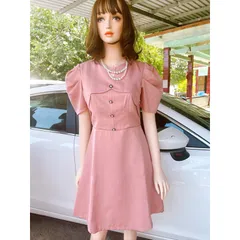 Đầm  Taffeta Màu hồng  Tay Bồng - Đầm Thiết Kế Dự Tiệc Sang Chảnh, Thanh Lịch Giá 320k Hàng có sẵn giao ngay L