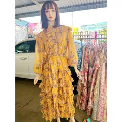 3 màu Váy voan maxi công chúa cổ tàu nhiều tầng dáng dài ảnh thật Giá 370k Hàng coa sẵn giao ngay Hang Quảng Châu