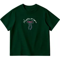 Áo thun form baby tee nữ thêu hình nơ và chữ 100% cotton brand Little Mouse