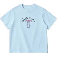 Áo thun form baby tee nữ thêu hình nơ và chữ 100% cotton brand Little Mouse