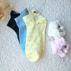 STVNHT03 - Set 5 đôi tất vớ nữ ngắn cotton thoáng khí hoạ tiết hình thú dễ thương