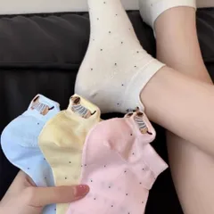 STVNHT03 - Set 5 đôi tất vớ nữ ngắn cotton thoáng khí hoạ tiết hình thú dễ thương