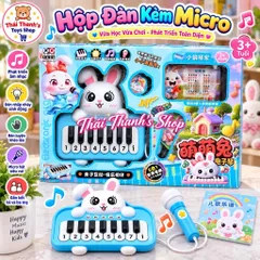 Hộp đàn kèm Micro hình thỏ - Đồ chơi nhựa dành cho trẻ em