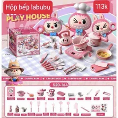 Hộp Bếp Nấu Ăn Cao Cấp Labubu Hồng - Đồ chơi nhựa cho trẻ em