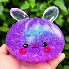 Squishy Bánh Bao Tai thỏ trân châu kim tuyến 11cm