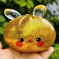 Squishy Bánh Bao Tai thỏ trân châu kim tuyến 11cm