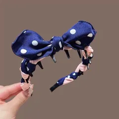 Cài tóc chấm bi có nơ-Cài tóc nữ phong cách trang nhã và dịu dàng