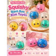 Bánh bao squishy lấp lánh lớn màu Aurora – Giảm căng thẳng, silicon mềm mại, an toàn