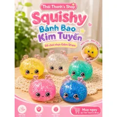 Bánh bao squishy lấp lánh lớn màu Aurora – Giảm căng thẳng, silicon mềm mại, an toàn