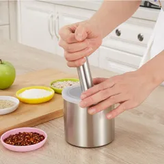 Bộ Cối Chày Inox 304 Cao Cấp Nghiện Nhà - Cối Giã Tỏi Ớt, Đâm Tiêu Chống Gỉ Có Nắp Đậy Tiện Lợi