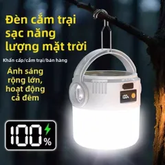 Đèn cắm trại năng lượng mặt trời NGHIỆN NHÀ ,Đèn Tích Điện Năng Lượng Mặt Trời - 3 Chế Độ - Kèm Cổng Sạc USB Tiện Dụng
