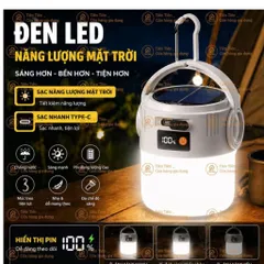 Đèn cắm trại năng lượng mặt trời NGHIỆN NHÀ ,Đèn Tích Điện Năng Lượng Mặt Trời - 3 Chế Độ - Kèm Cổng Sạc USB Tiện Dụng