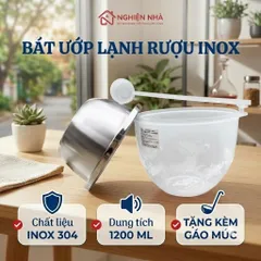 Bát Đựng Rượu NGHIỆN NHÀ Bộ Dụng Cụ Ướp Lạnh Rượu Và Gáo Múc Rượu Sang Trọng Tiện Lợi, Tặng Kèm Gáo Múc Rượu