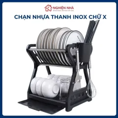 [HÀNG ĐẸP] Kệ Úp Chén Bát Đĩa Đa Năng – Có Thanh INOX Chịu Lực Siêu Bền, Ngăn Hứng Nước, Ống Đũa, Móc Treo Tiện Lợi