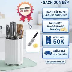 [ Tặng Dao] Ống Đựng Đũa Muỗng Dao Xoay 360 Độ Đa Năng - Hộp Đựng Đũa Thìa Nhà Bếp Chất Liệu Nhựa An Toàn