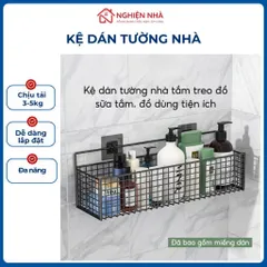 Kệ Đựng Đồ Nhà Tắm Dán Tường Hình Chữ Nhật NGHIỆN NHÀ , Kệ Thép Sơn Tĩnh Điện Cao Cấp Không Rỉ Siêu Chắc