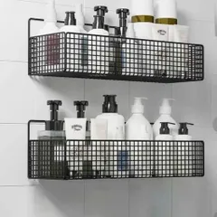 Kệ Đựng Đồ Nhà Tắm Dán Tường Hình Chữ Nhật NGHIỆN NHÀ , Kệ Thép Sơn Tĩnh Điện Cao Cấp Không Rỉ Siêu Chắc