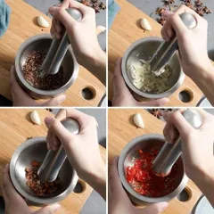 Bộ Cối Chày Inox 304 Cao Cấp Nghiện Nhà - Cối Giã Tỏi Ớt, Đâm Tiêu Chống Gỉ Có Nắp Đậy Tiện Lợi