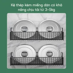 Kệ Đựng Đồ Nhà Tắm Dán Tường Hình Chữ Nhật NGHIỆN NHÀ , Kệ Thép Sơn Tĩnh Điện Cao Cấp Không Rỉ Siêu Chắc