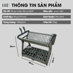 [HÀNG ĐẸP] Kệ Úp Chén Bát Đĩa Đa Năng – Có Thanh INOX Chịu Lực Siêu Bền, Ngăn Hứng Nước, Ống Đũa, Móc Treo Tiện Lợi