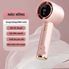 Quạt Cầm Tay NGHIỆN NHÀ 100 Cấp Độ Gió Quạt Tích Điện Cầm Tay Pin 5000mAh Dùng 4-15h, nhỏ gọn, tiện lợi