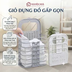 [ TẶNG MÓC TREO] Combo 2 giỏ đựng đồ gấp gọn thông minh NGHIỆN NHÀ, giỏ treo tường đựng quần áo đồ dùng nhà tắm
