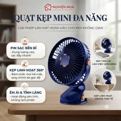 Quạt Kẹp Bàn Mini, Quạt Tích Điện Sạc Pin, Quạt Bàn, Kẹp Ô Tô 3 Cấp Độ Gió Dung Lượng Pin Khủng Xoay 720 Độ