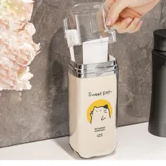 Hộp đựng kem đánh răng du lịch NGHIỆN NHÀ, bộ cốc đánh răng du lịch nhỏ gọn tiện lợi cầm tay mang hình dễ thương