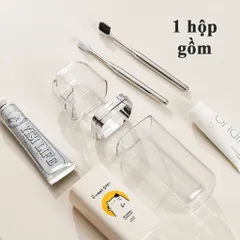 Hộp đựng kem đánh răng du lịch NGHIỆN NHÀ, bộ cốc đánh răng du lịch nhỏ gọn tiện lợi cầm tay mang hình dễ thương