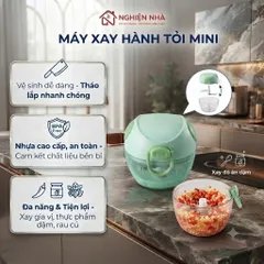Máy Xay tỏi cầm tay NGHIỆN NHÀ  Máy xay mini đa năng 3 lưỡi dao kéo tay, xay tỏi ớt hành, xay rau củ quả