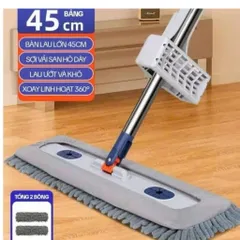 Cây Lau Nhà Tự Vắt , NGHIỆN NHÀ , Chổi Lau nhà Tự Vắt Xoay 360 Độ, Kèm Bông Lau San Hô