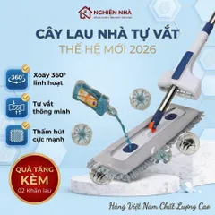 Cây Lau Nhà Tự Vắt , NGHIỆN NHÀ , Chổi Lau nhà Tự Vắt Xoay 360 Độ, Kèm Bông Lau San Hô