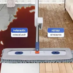 Cây Lau Nhà Tự Vắt , NGHIỆN NHÀ , Chổi Lau nhà Tự Vắt Xoay 360 Độ, Kèm Bông Lau San Hô