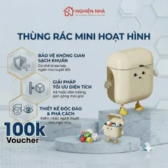 Thùng Rác Treo Tủ Bếp Hoạt Hình Dễ Thương NGHIỆN NHÀ, Có Nắp Đậy Tiện Lợi Cho Nhà Bếp, Nhà Tắm