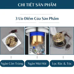 Nắp Cống Ống Thoát Nước Đồng, Chống Mùi, Lọc Rác, Tự Động Mở nắp cống, chống mùi hôi, chặn côn trùng, lưới lọc