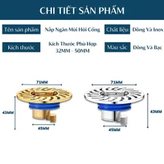 Nắp Cống Ống Thoát Nước Đồng, Chống Mùi, Lọc Rác, Tự Động Mở nắp cống, chống mùi hôi, chặn côn trùng, lưới lọc
