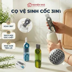 Cọ Vệ Sinh Ly Cốc 3in1 NGHIỆN NHÀ, Cọ vệ sinh đa năng, dụng cụ vệ sinh cốc, bình nước xoay 360°