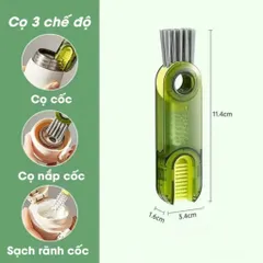 Cọ Vệ Sinh Ly Cốc 3in1 NGHIỆN NHÀ, Cọ vệ sinh đa năng, dụng cụ vệ sinh cốc, bình nước xoay 360°