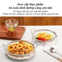 Set Khay Kèm Đĩa, Vỉ Lưới Lọc Dầu NGHIỆN NHÀ  Chất Liệu INOX 304,Dùng Trong Chiên Xào, Bỏ Dầu Thừa Hiệu Quả